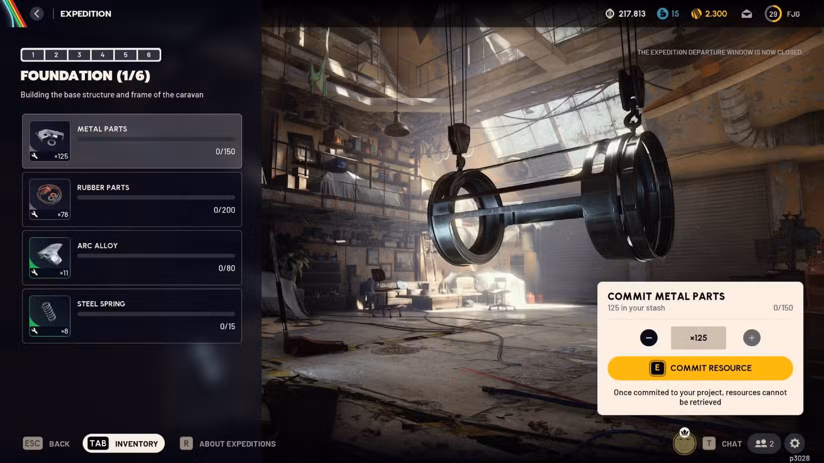 A tela ao comprometer recursos para um projeto de expedição.