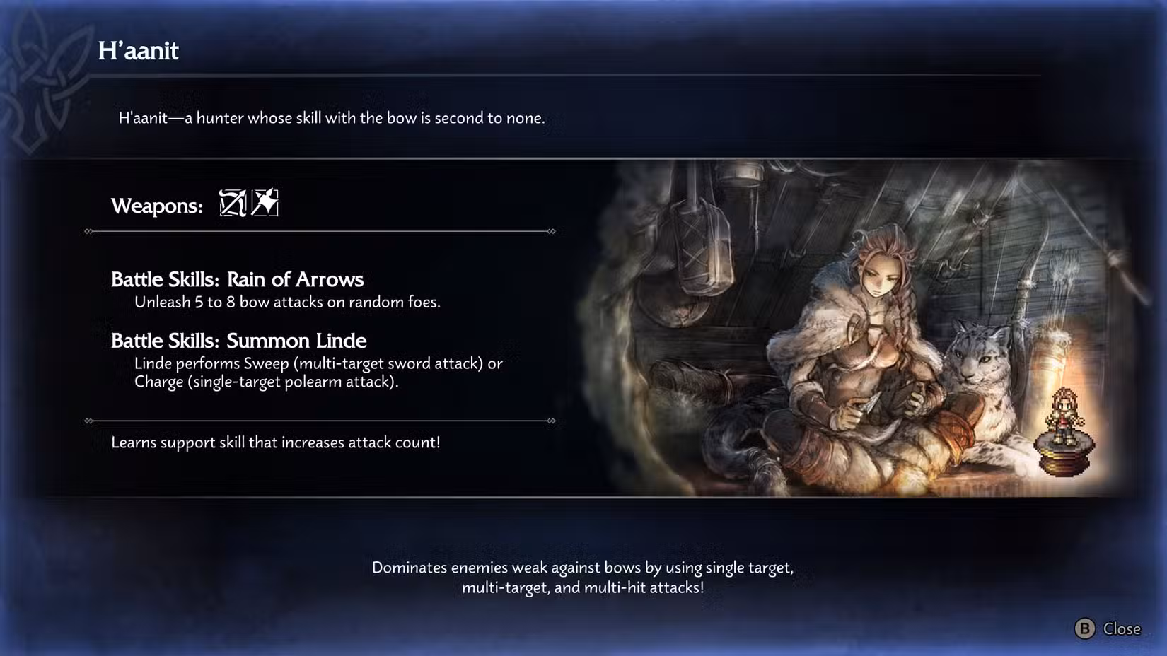 Uma captura de tela do Octopath Traveler 0 mostrando o kit de H'aanit