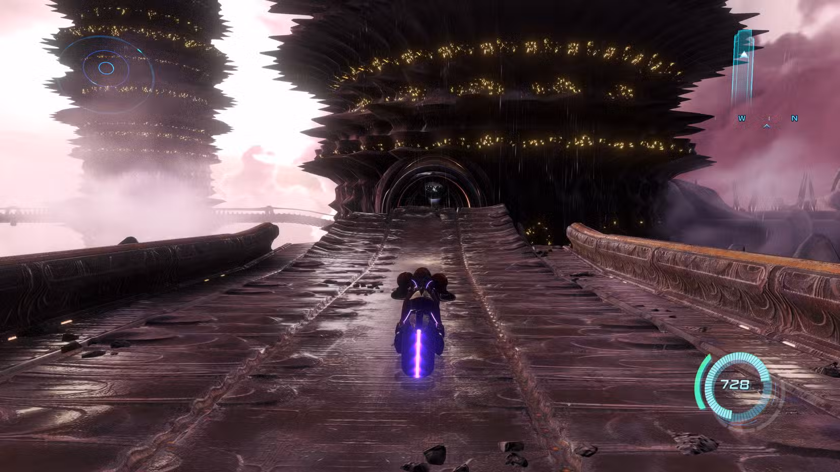 Samus dirige uma motocicleta em Metroid Prime 4: Beyond.