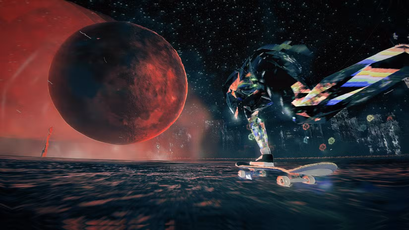 O Skater patina em direção à lua em Skate Story