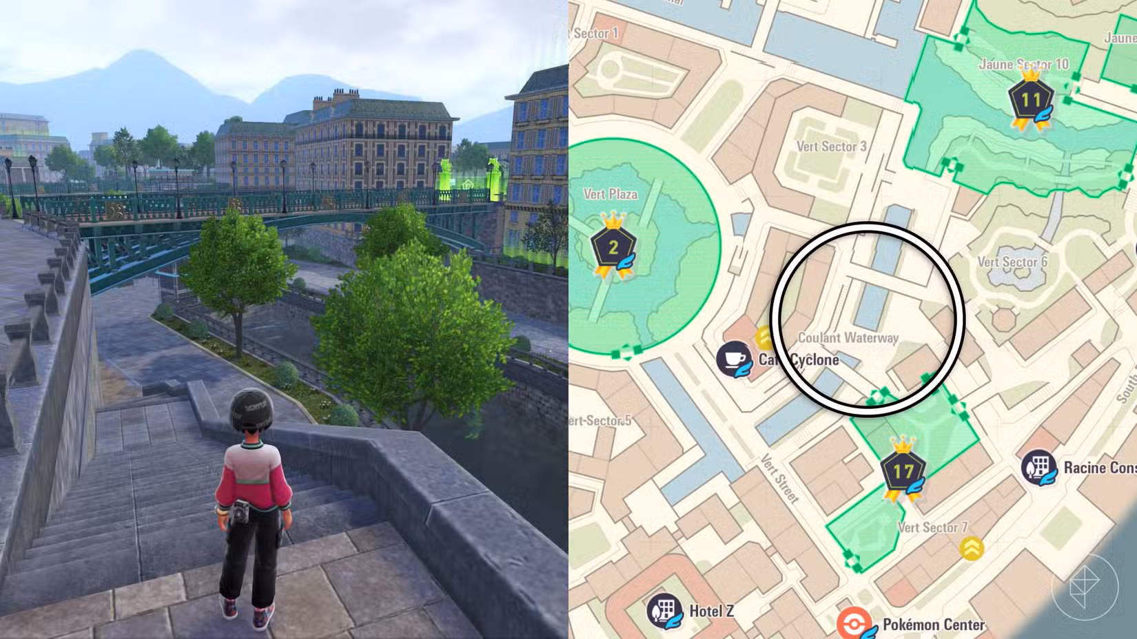 Um treinador enfrenta o Coulant Waterway em Pokémon Legends: ZA