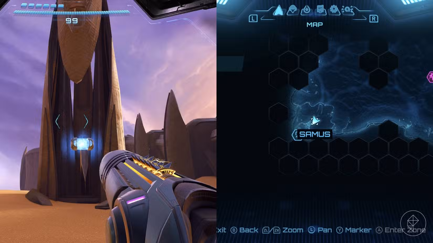 O tanque de energia perto de Volt Forge em Metroid Prime 4