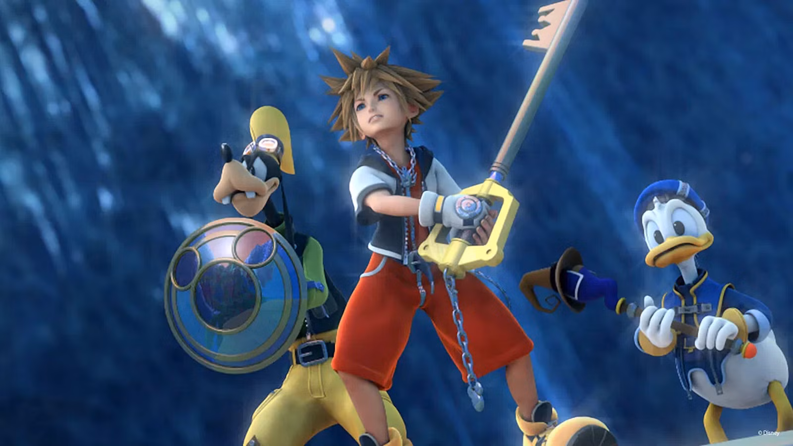 Sora, Donald e Pateta em Kingdom Hearts 2