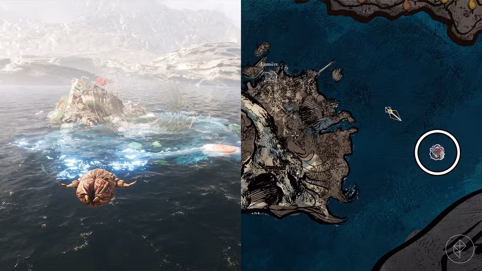 Esquie voando ao lado de Drafts de Verso em Clair Obscur: Expedition 33.