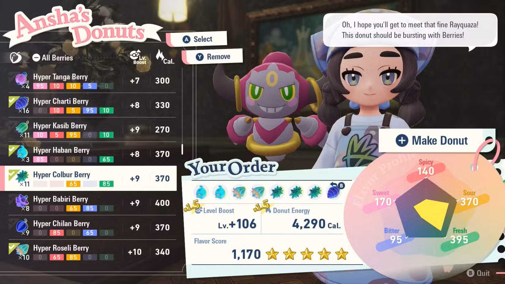 Uma receita de frutas vermelhas para um donut Rayquaza em Pokémon Legends: ZA