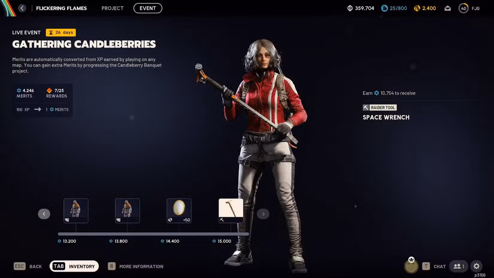 A recompensa final da Space Wrench no evento Arc Raiders Flickering Flames.