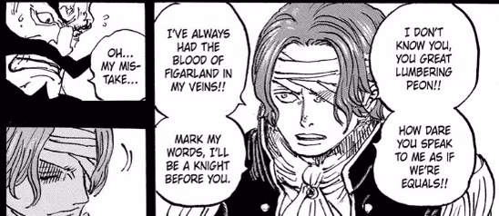 Shanks conversando com Harold com um curativo no olho em One Piece Capítulo 1167 Manga