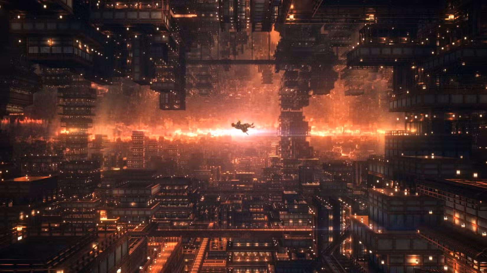 Tanjiro caindo no Castelo do Infinito