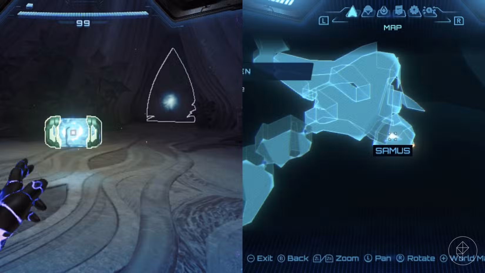 O tanque de energia do portão do penhasco em Metroid Prime 4