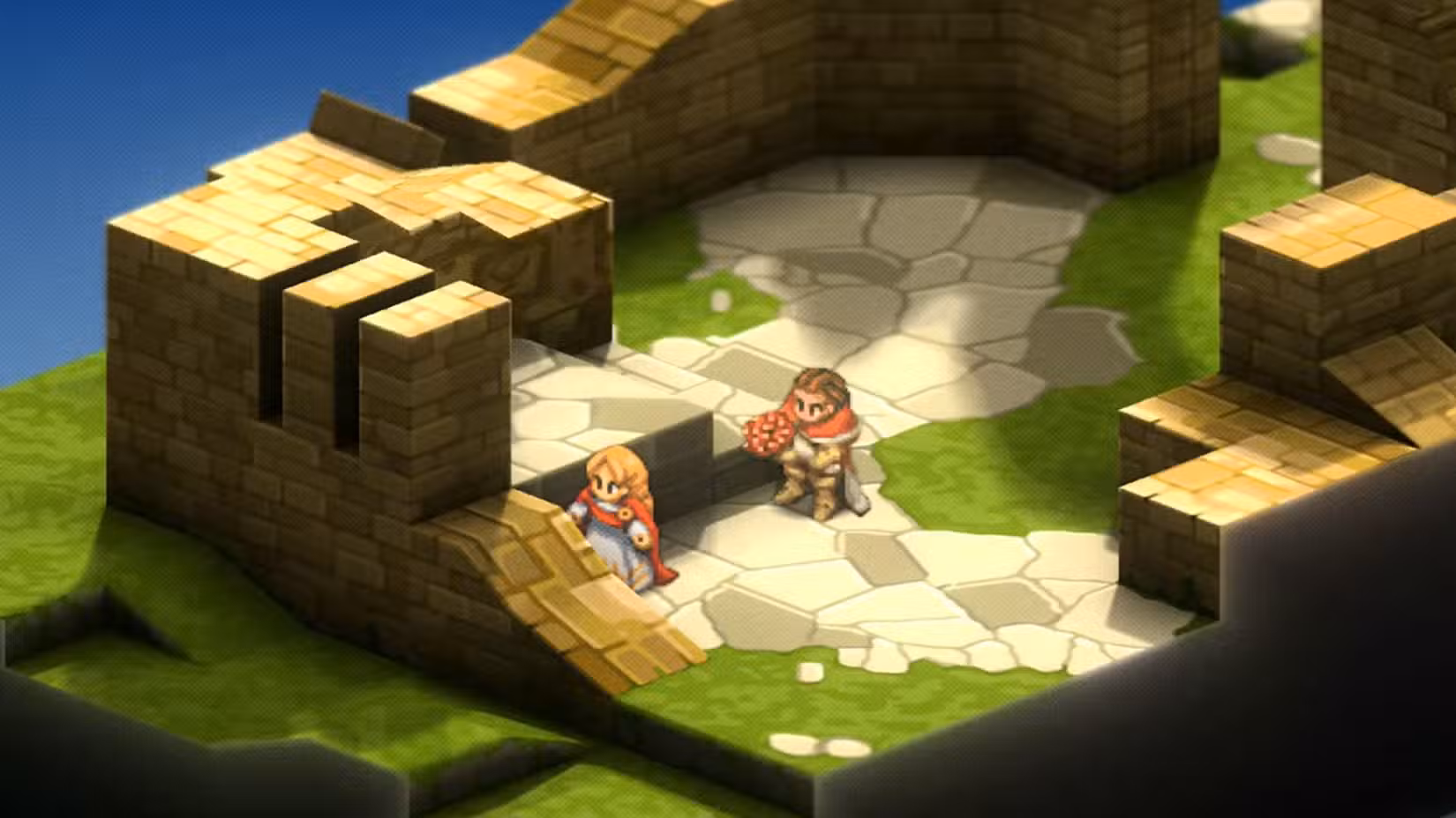 Delita se aproximando de sua esposa com algumas flores