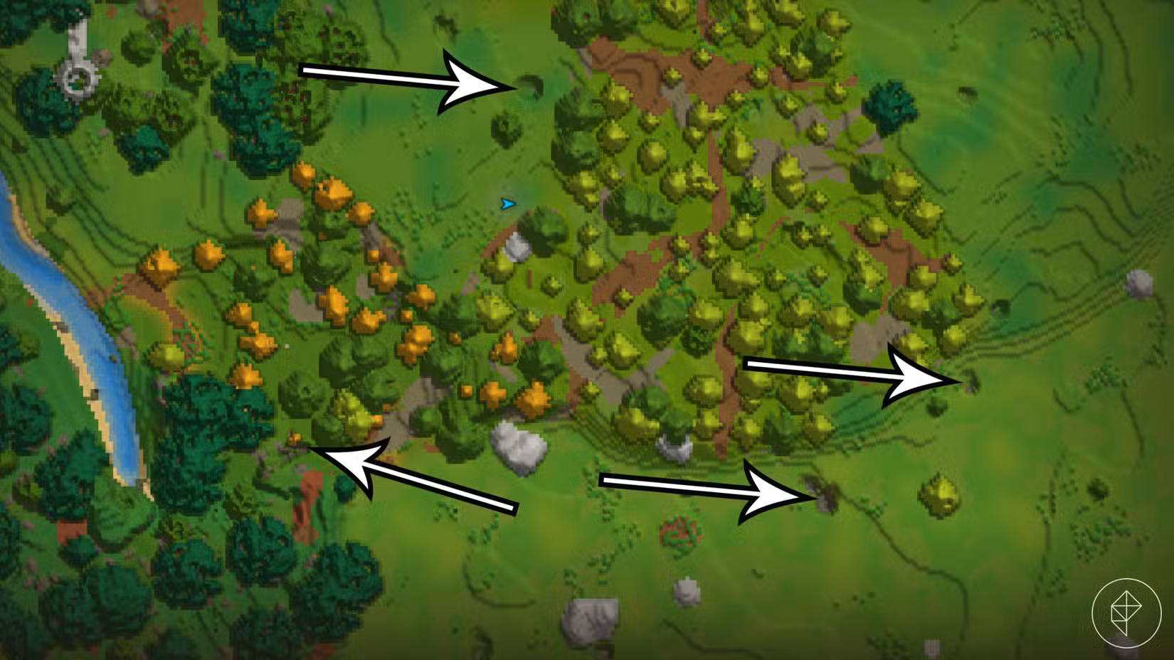 Cavernas Hytale conforme mostrado no mapa.