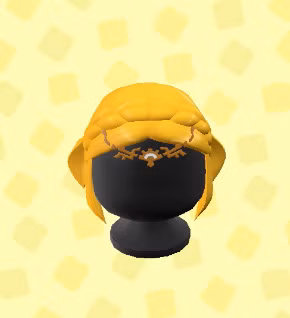 Uma peruca de cabelo loiro curto com uma trança na parte superior em ACNH