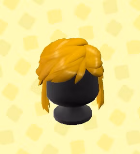 Uma peruca loira com franja lateral em ACNH