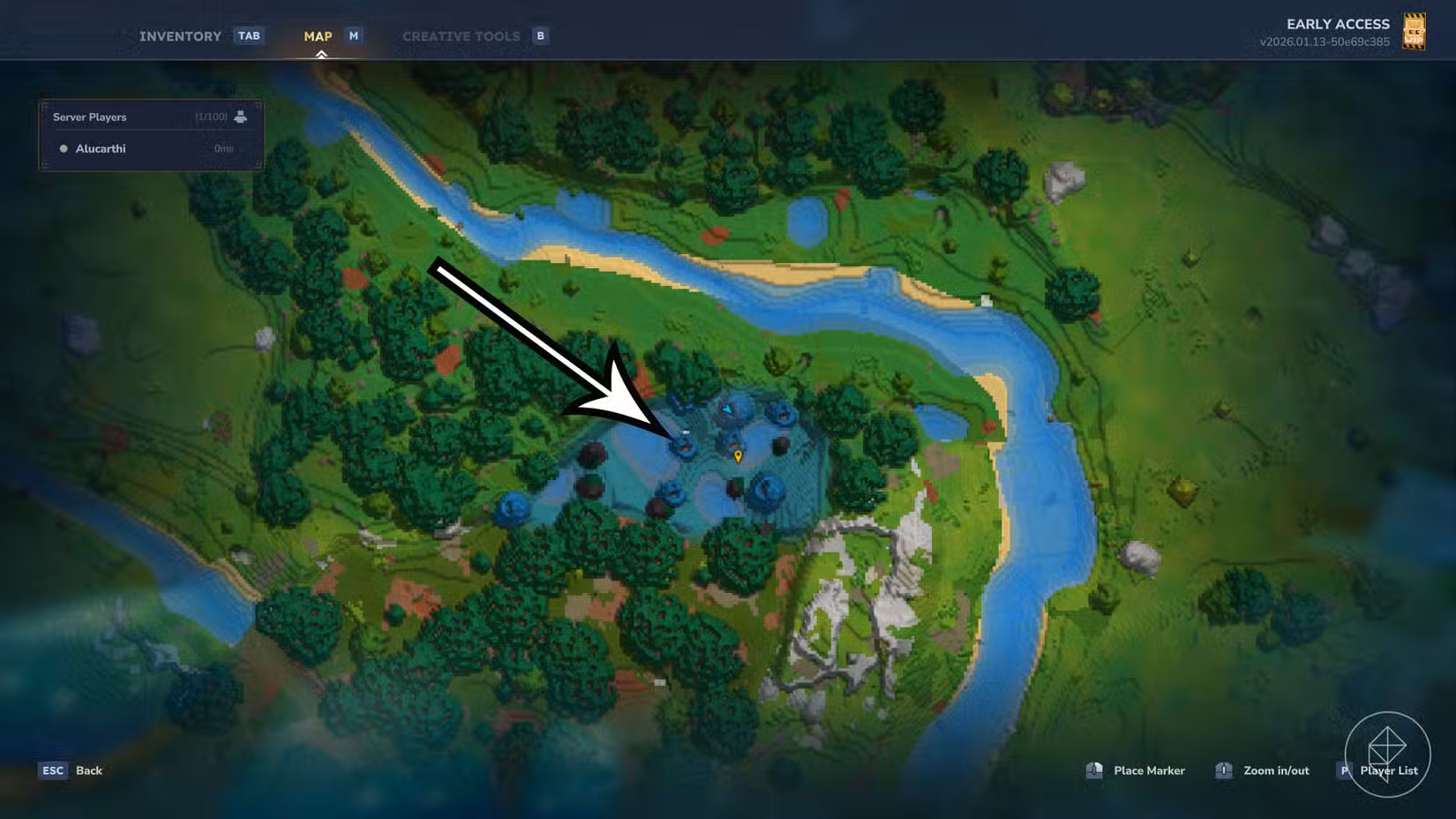 Uma montagem mostrando um local onde os jogadores podem encontrar algas azuis em Hytale