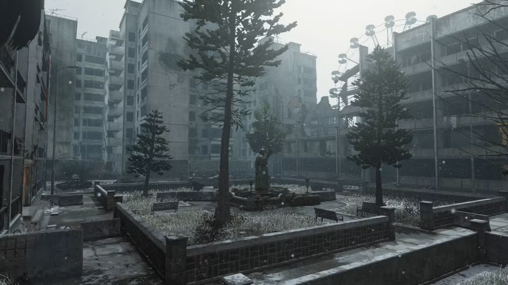A praça central do Bloco em Call of Duty: Modern Warfare Remastered.
