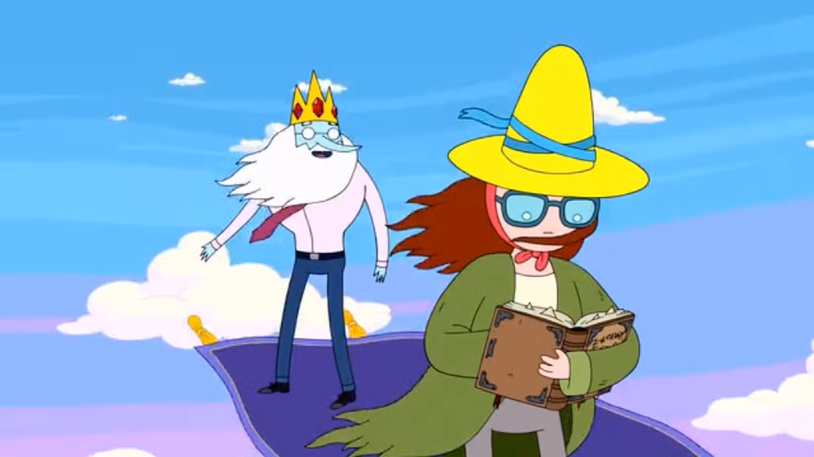 Adventure Time Ice King e Betty em um tapete mágico