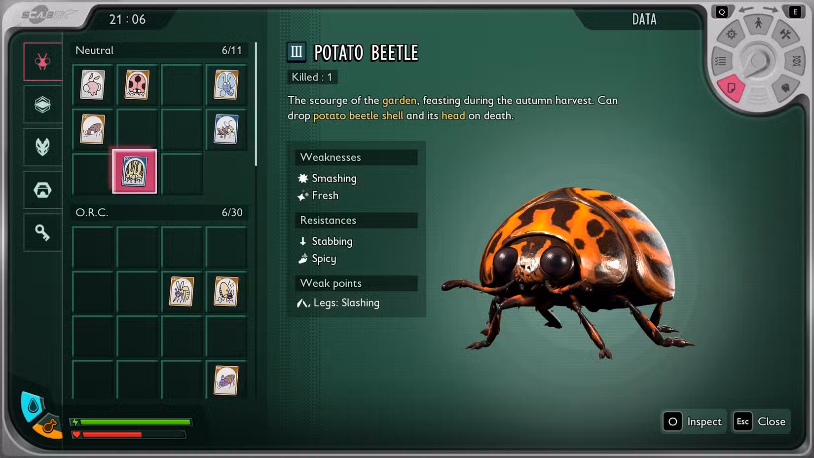 A entrada da enciclopédia do bug da batata em Grounded 2