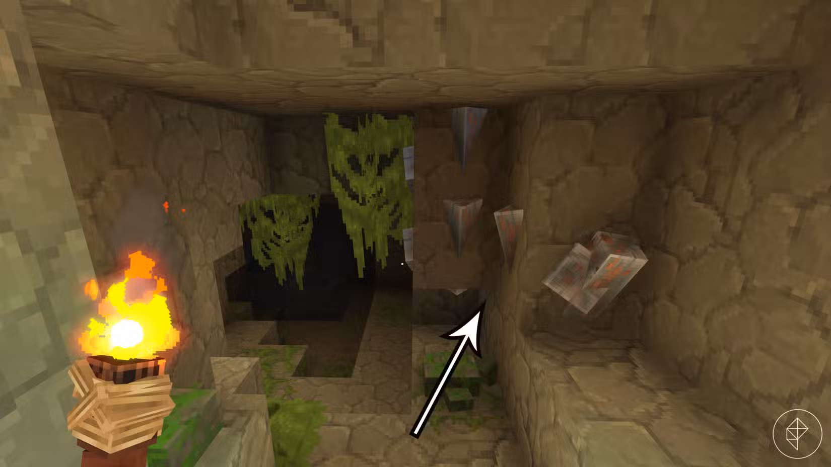 Minério de ferro dentro de uma caverna em Hytale.