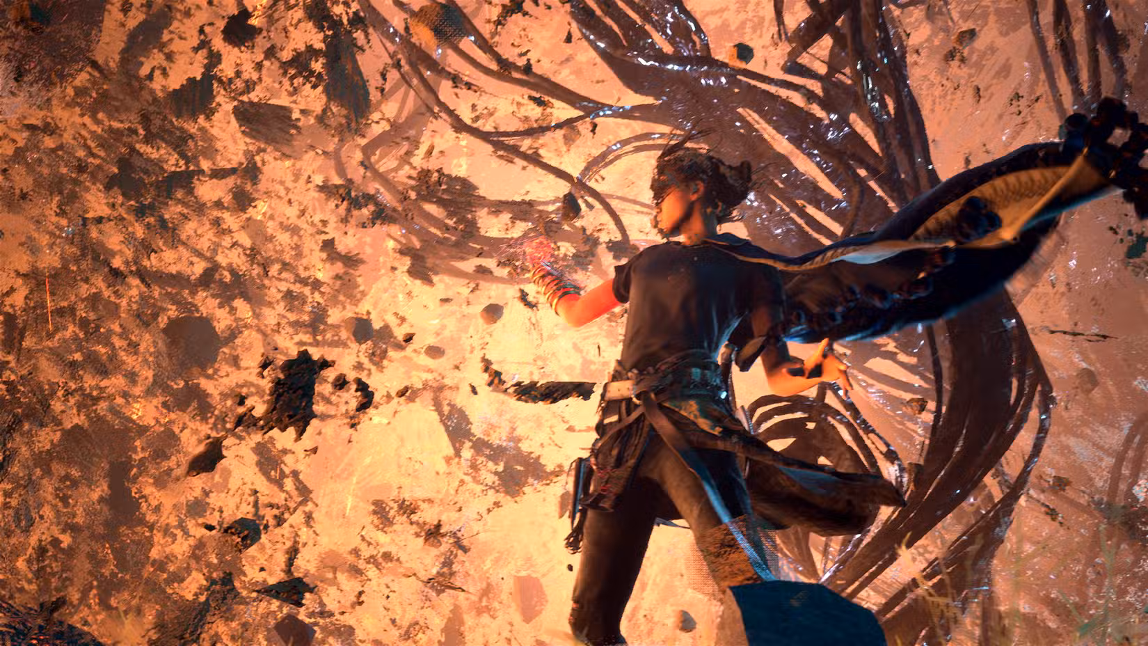 Frey faz um feitiço de rock explodir na arte principal de Forspoken.