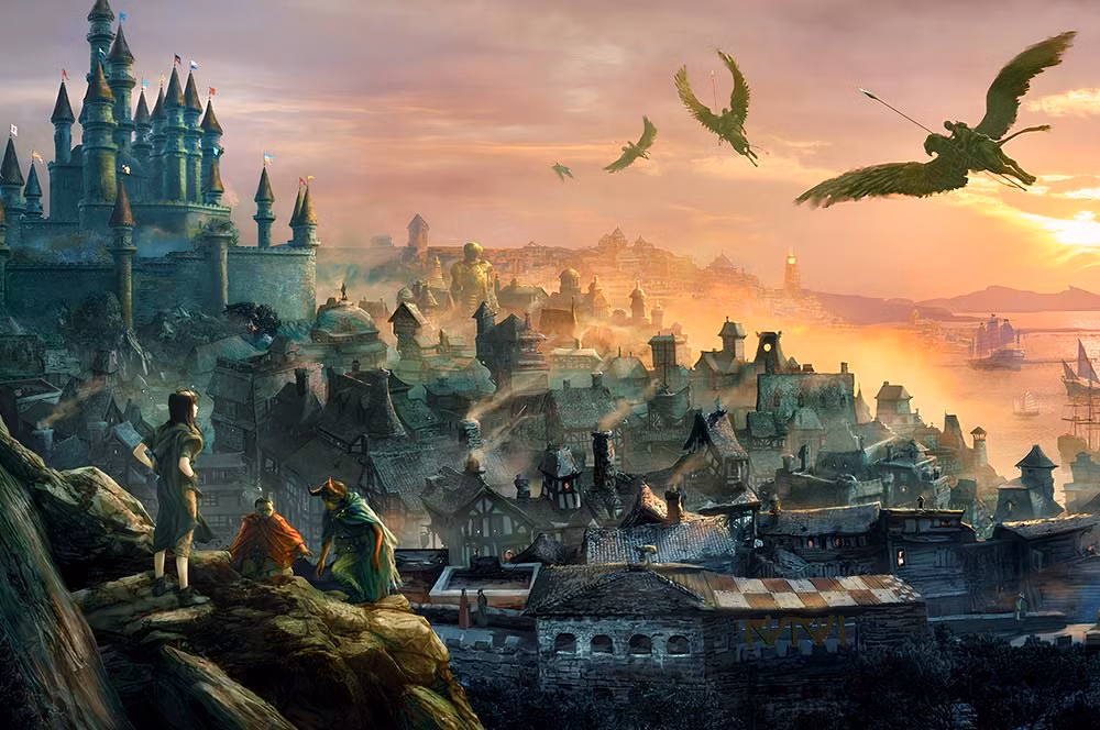 Uma vista da cidade de Águas Profundas de Forgotten Realms of Dungeons & Dragons