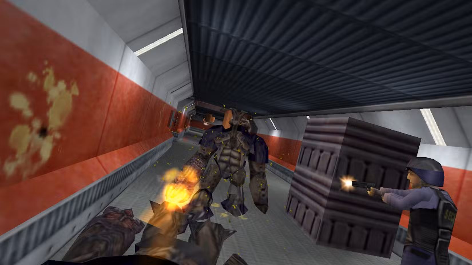 Gordon Freeman ataca um alienígena em Half Life