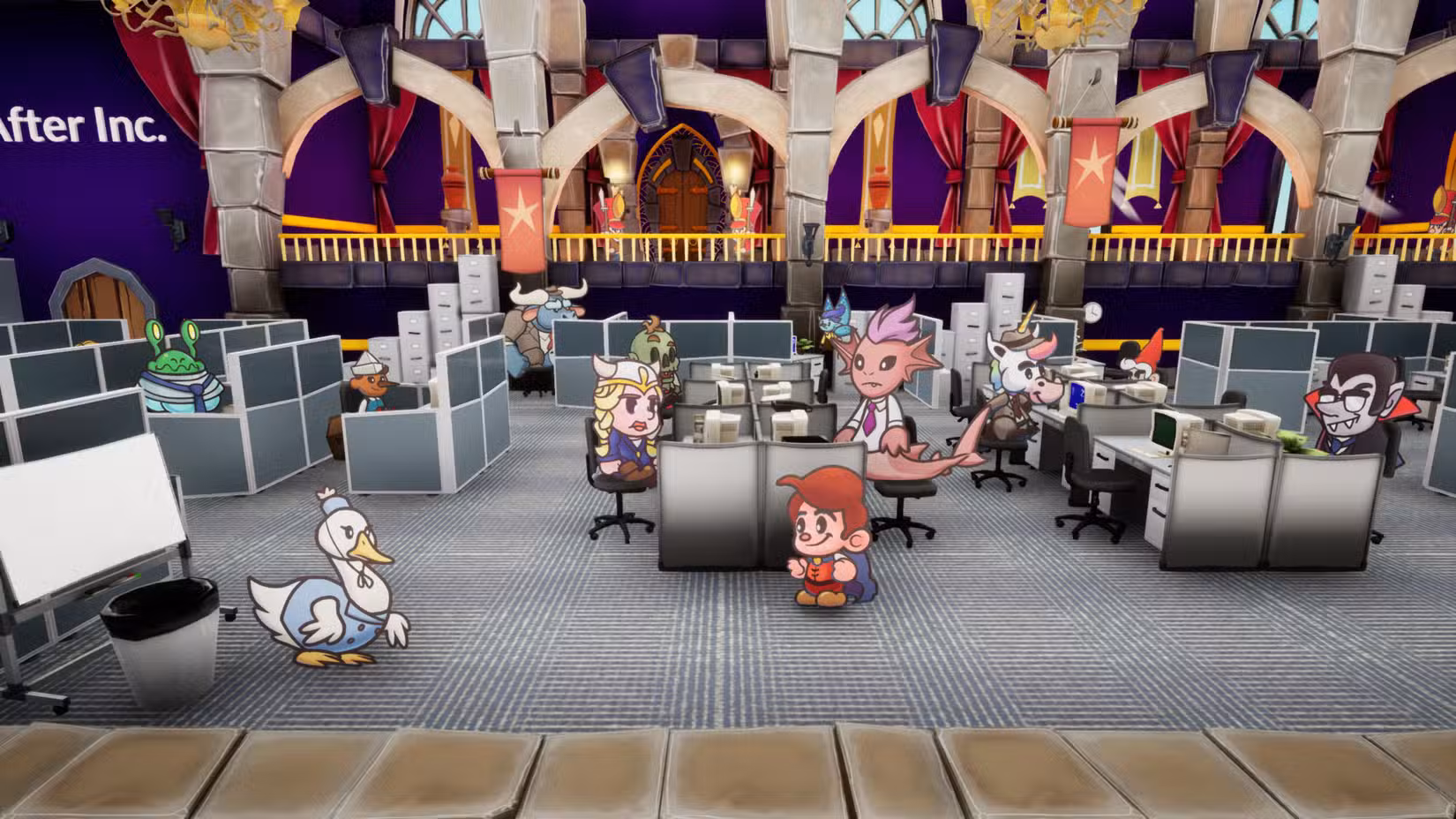 Cubículos de escritório e criaturas de contos de fadas em Escape From Ever After.