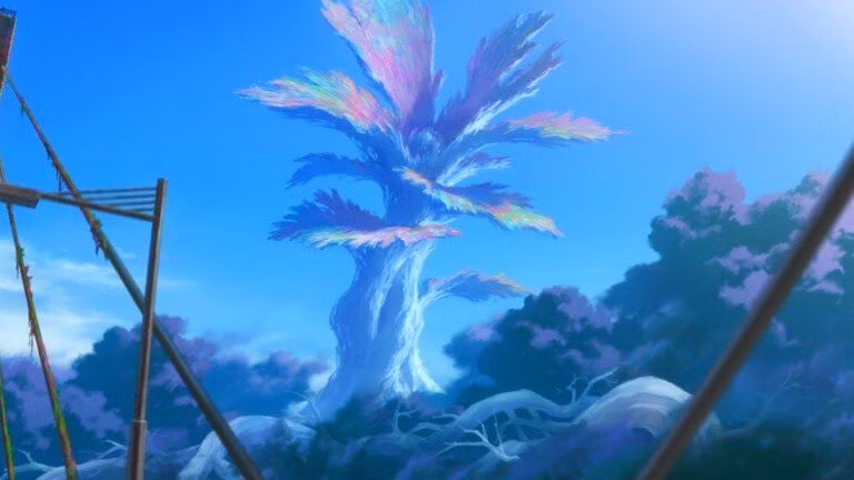 Uma vista da árvore alienígena Darol no filme de anime All You Need Is Kill