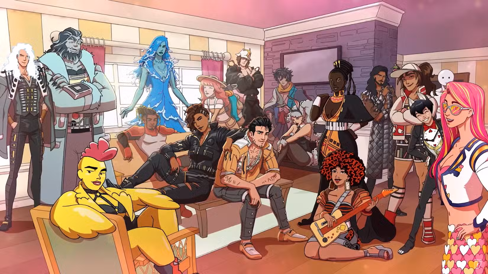 Uma imagem de grupo do elenco de eletrodomésticos com capacidade de data do Date Everything!.