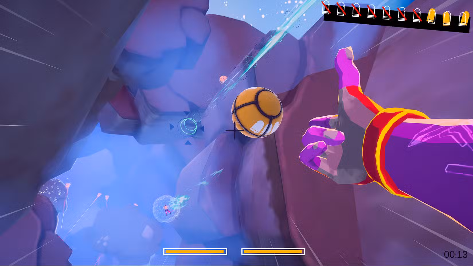 Smoke Wallace aponta sua arma para um orbe no DropShot de Aerial_Knight.