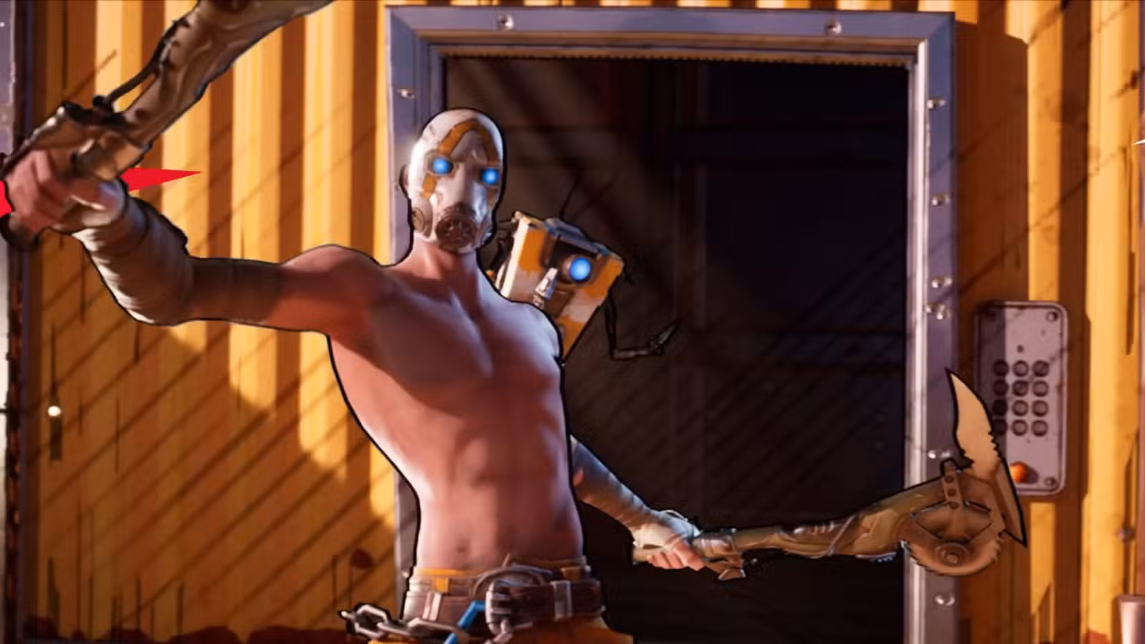 Um Psycho e Claptrap de Borderlands 3 em Fortnite