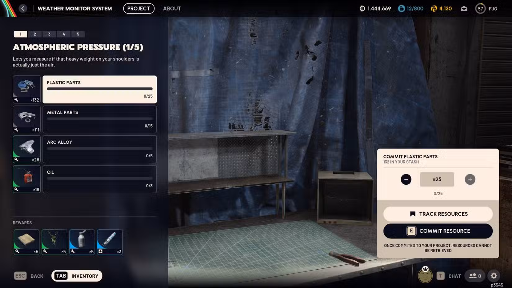Uma captura de tela do primeiro estágio do projeto Arc Raiders Weather Monitor System.