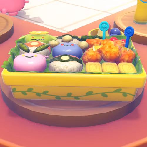 Uma imagem Pokémon Pokopia da lancheira obtida durante o evento Hoppip