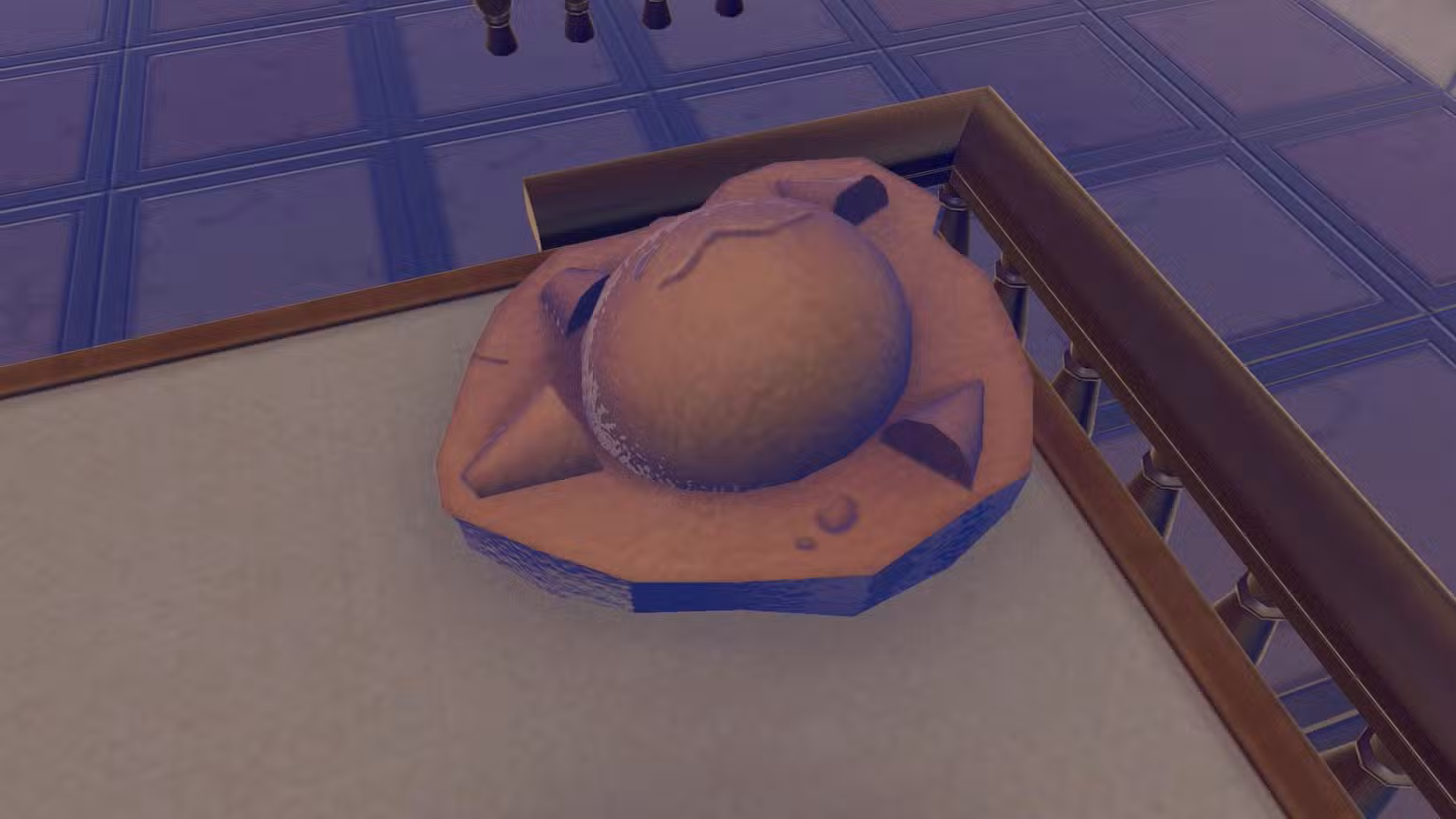 Um pequeno fóssil de crânio redondo em Pokopia