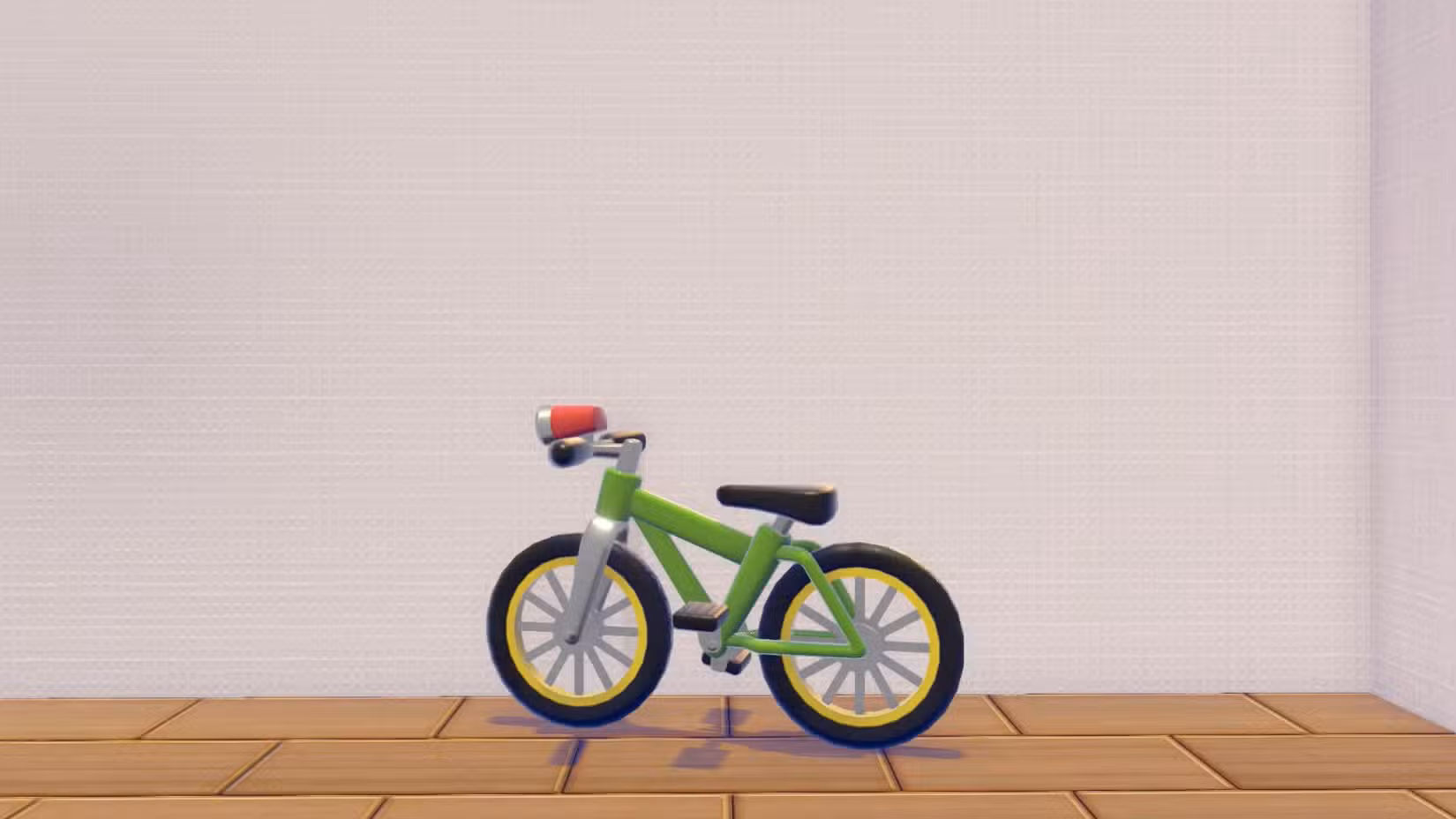 Uma bicicleta verde em Pokopia.