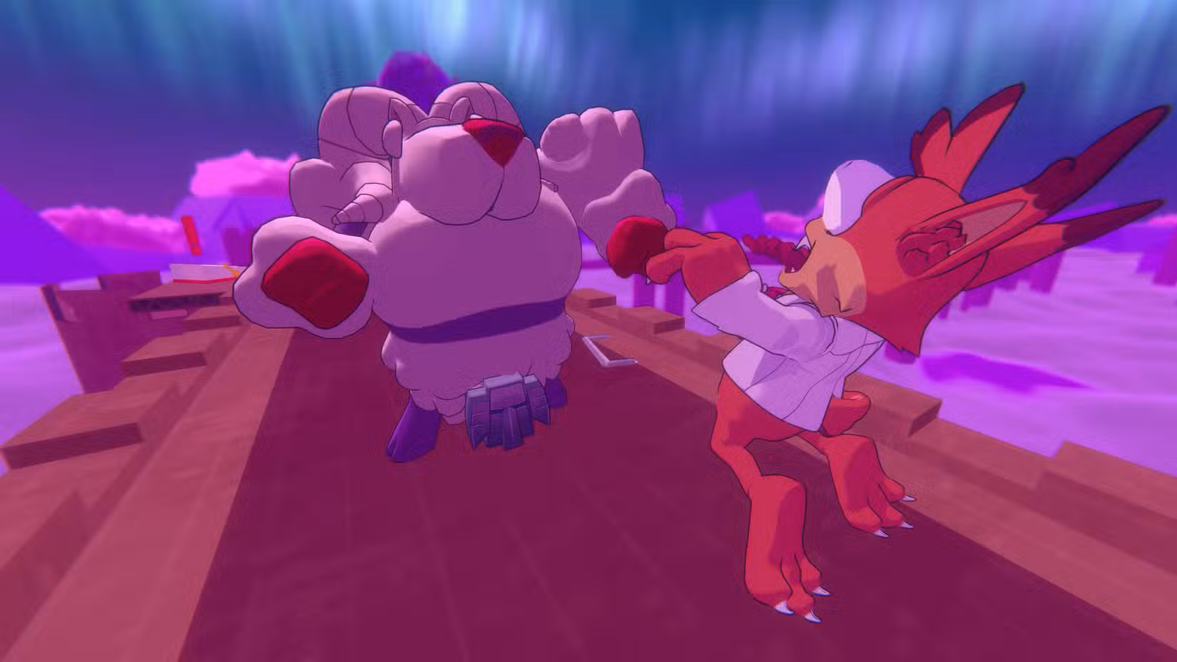 Bubsy ataca um inimigo aríete em Bubsy 4D.