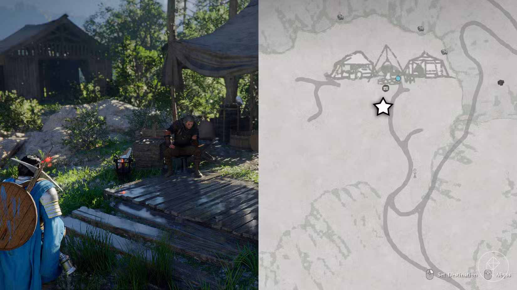 Uma captura de tela do Crimson Desert mostrando a tela do menu da expansão Howling Hill Camp