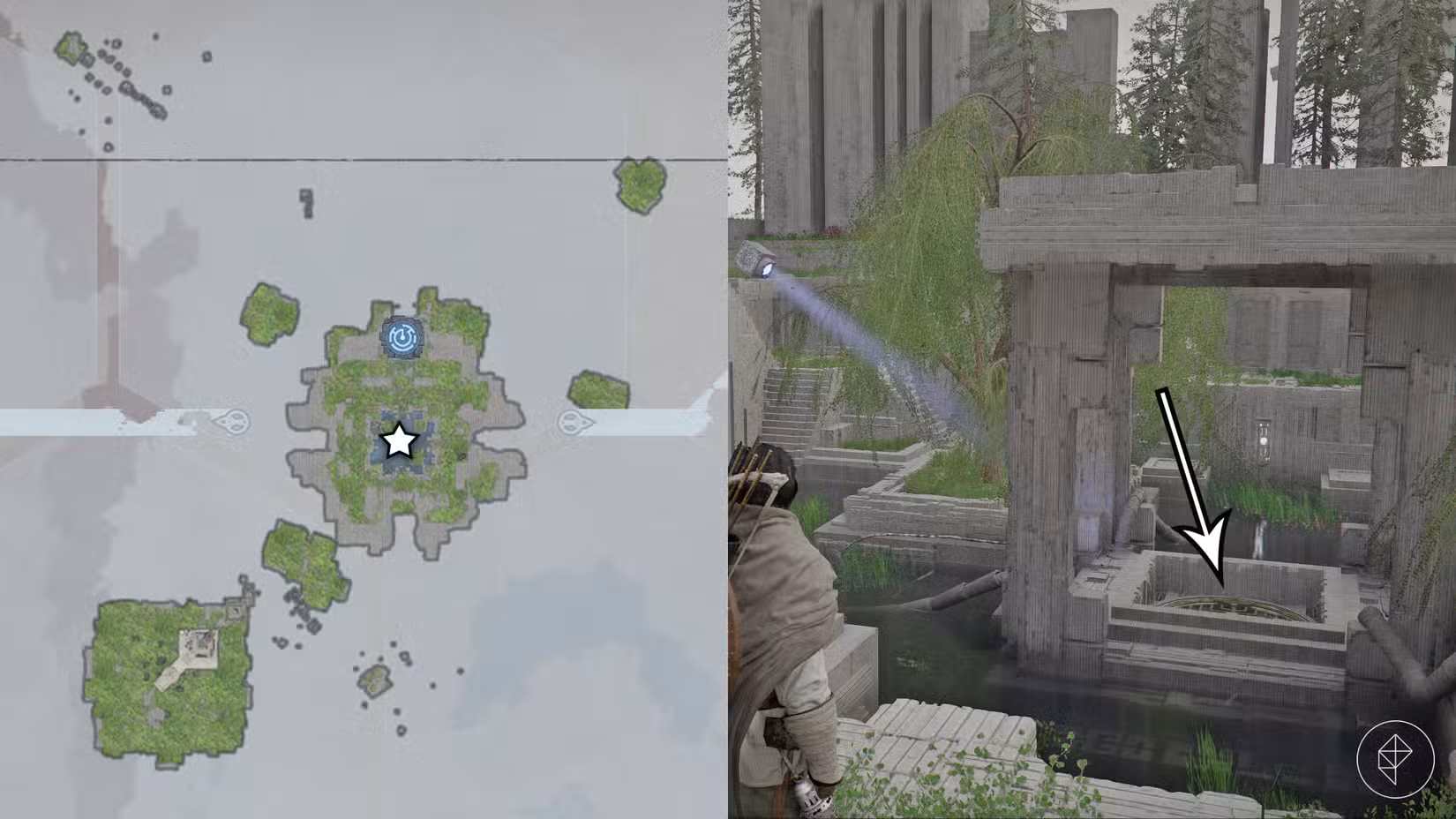 A entrada para o quebra-cabeça Root's End Abyss em Crimson Desert.