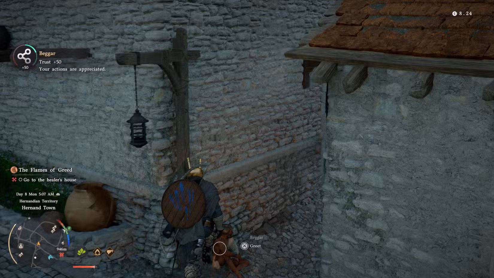 Kliff chutando um mendigo no Deserto Carmesim