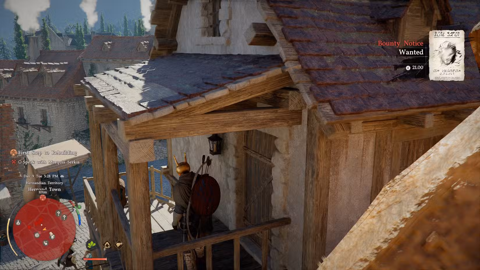 Kliff saindo de uma casa que acabou de invadir no Deserto Carmesim