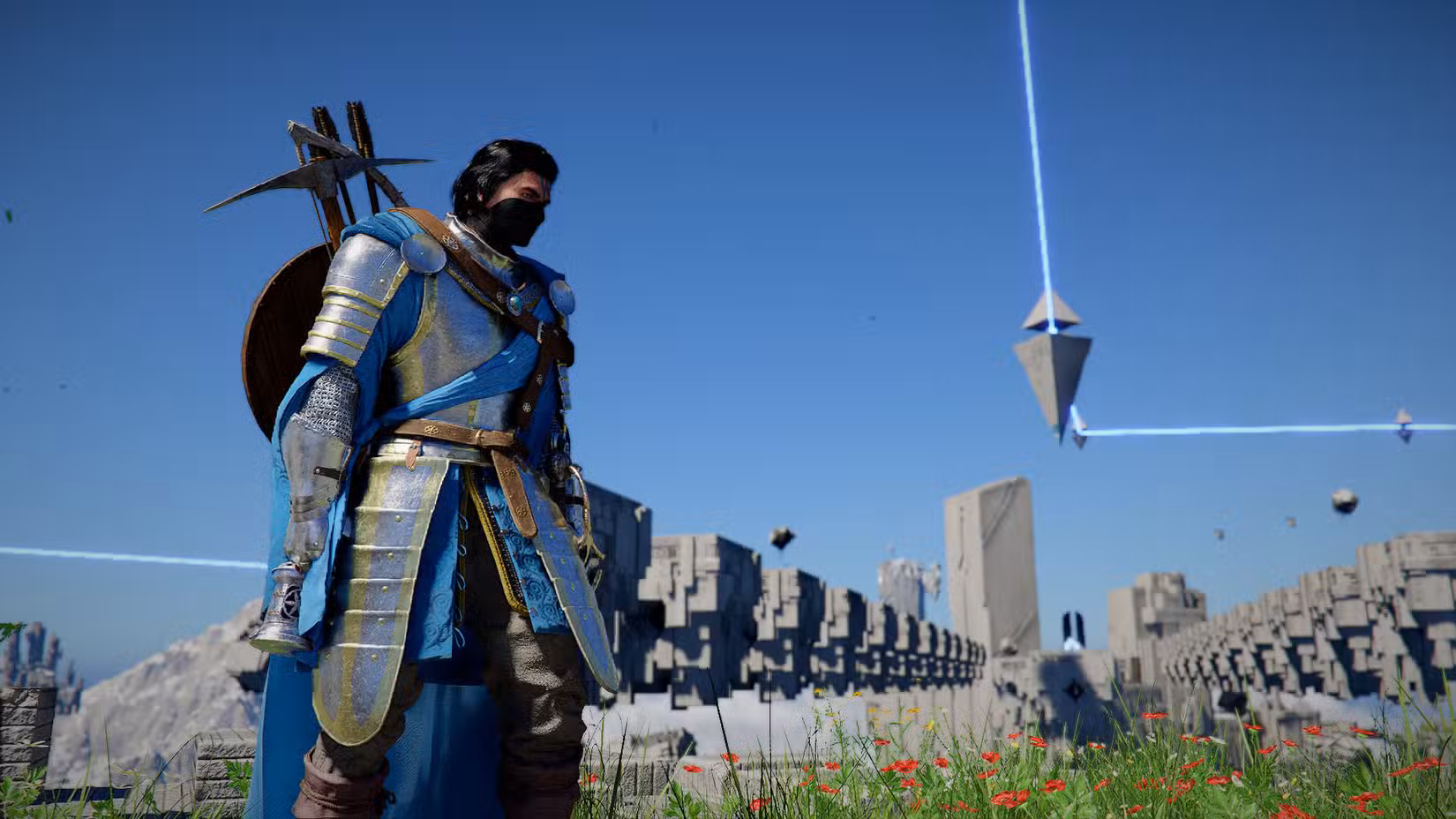 Uma captura de tela do Crimson Desert mostrando Kliff em uma das ilhas do abismo