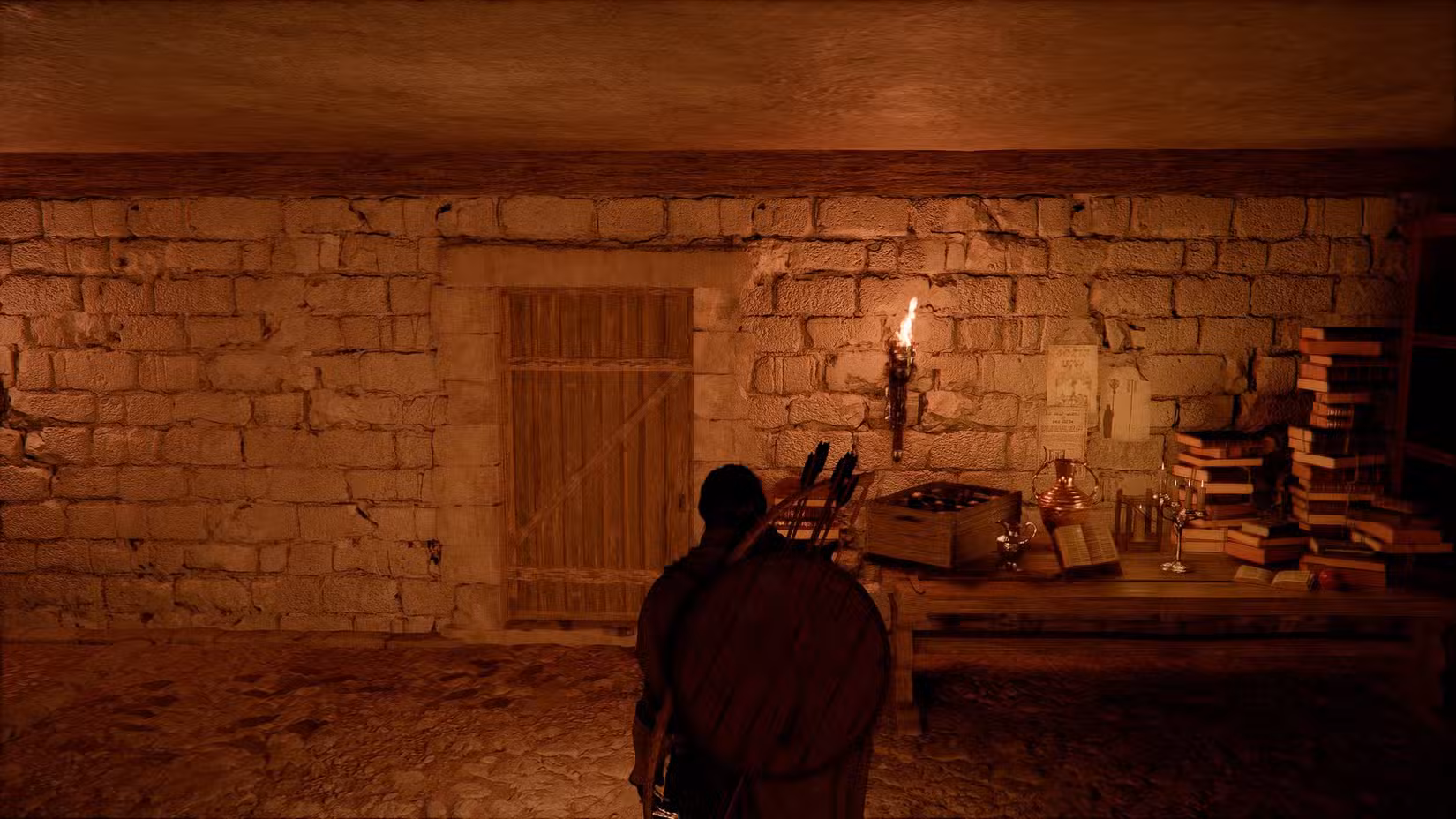 Kliff olhando para a porta trancada no porão da Glenbright Manor em Crimson Desert