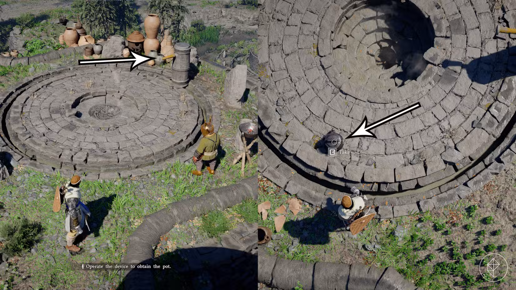 Kliff obtém o pote misterioso no Crimson Desert Kilnden Workshop.