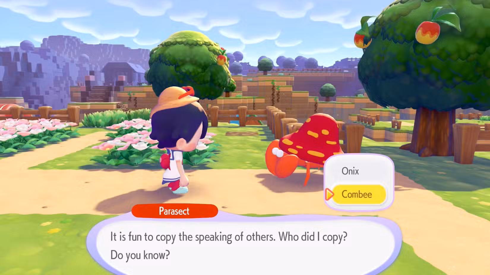 Um Parasect pergunta qual Pokémon ele estava imitando em Pokopia.