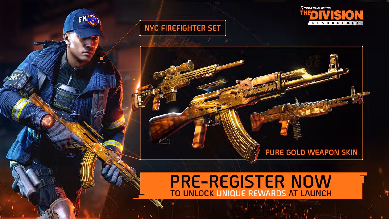 Uma imagem mostrando as recompensas de pré-registro para The Division Resurgence.