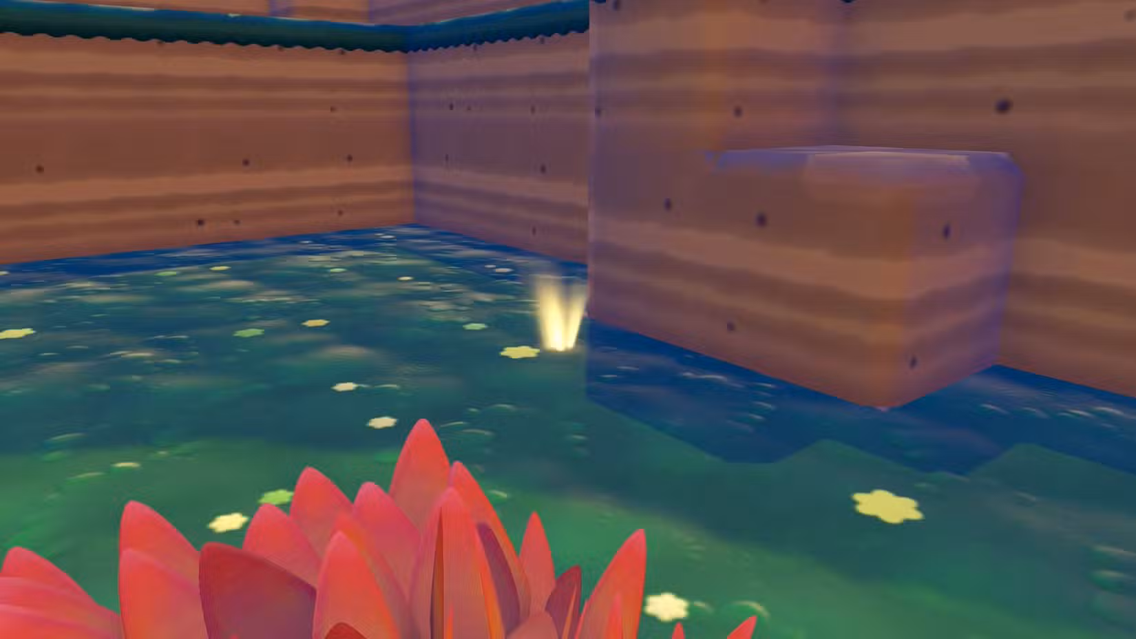 Um ponto brilhante no chão em Pokopia