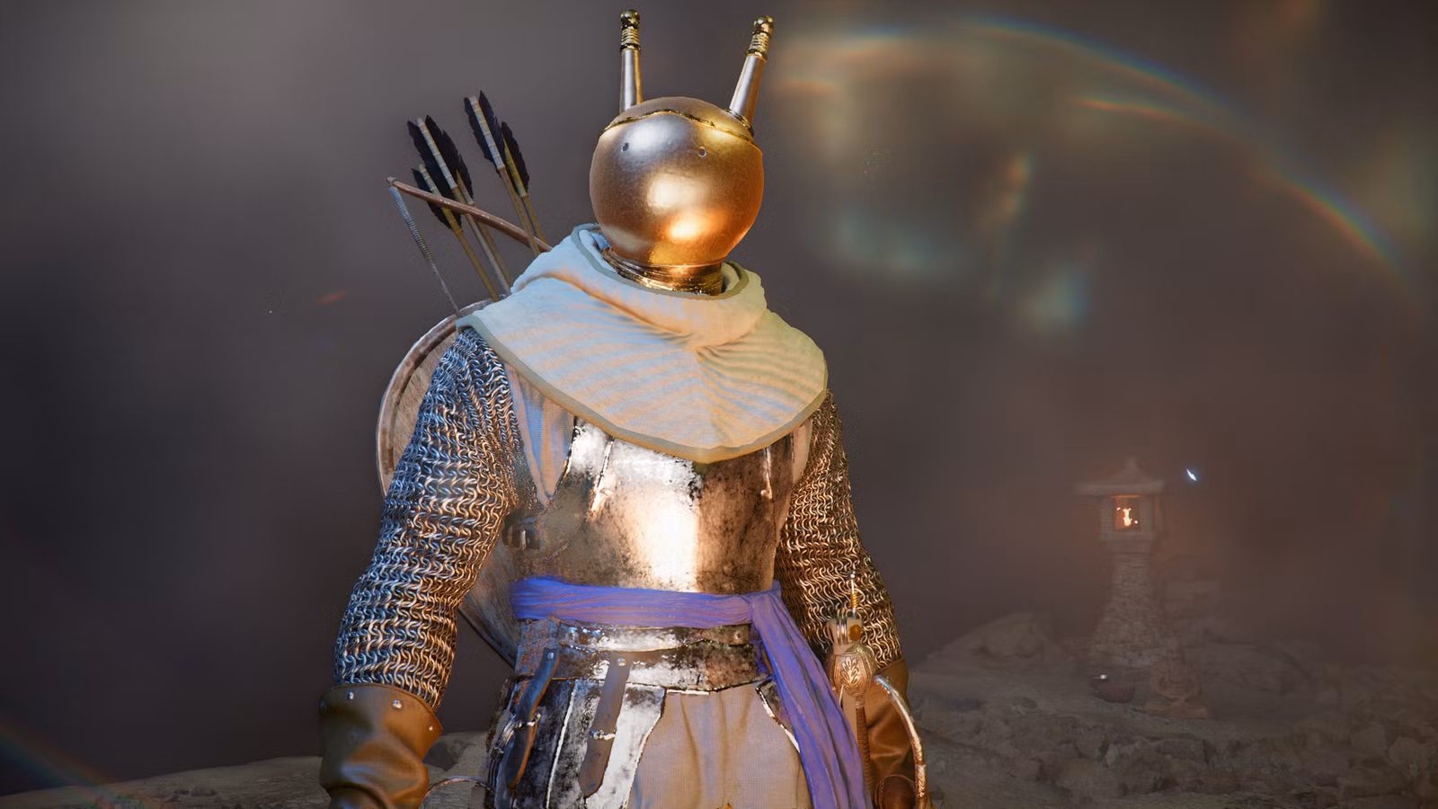 Kliff usa o capacete visione dourado no Deserto Carmesim.