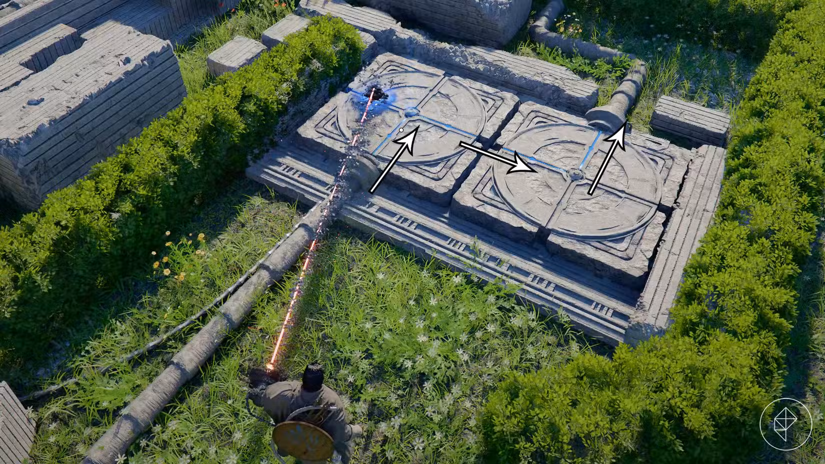 Kliff resolve o quebra-cabeça para abrir o Arquivo Axiom no Deserto Carmesim.