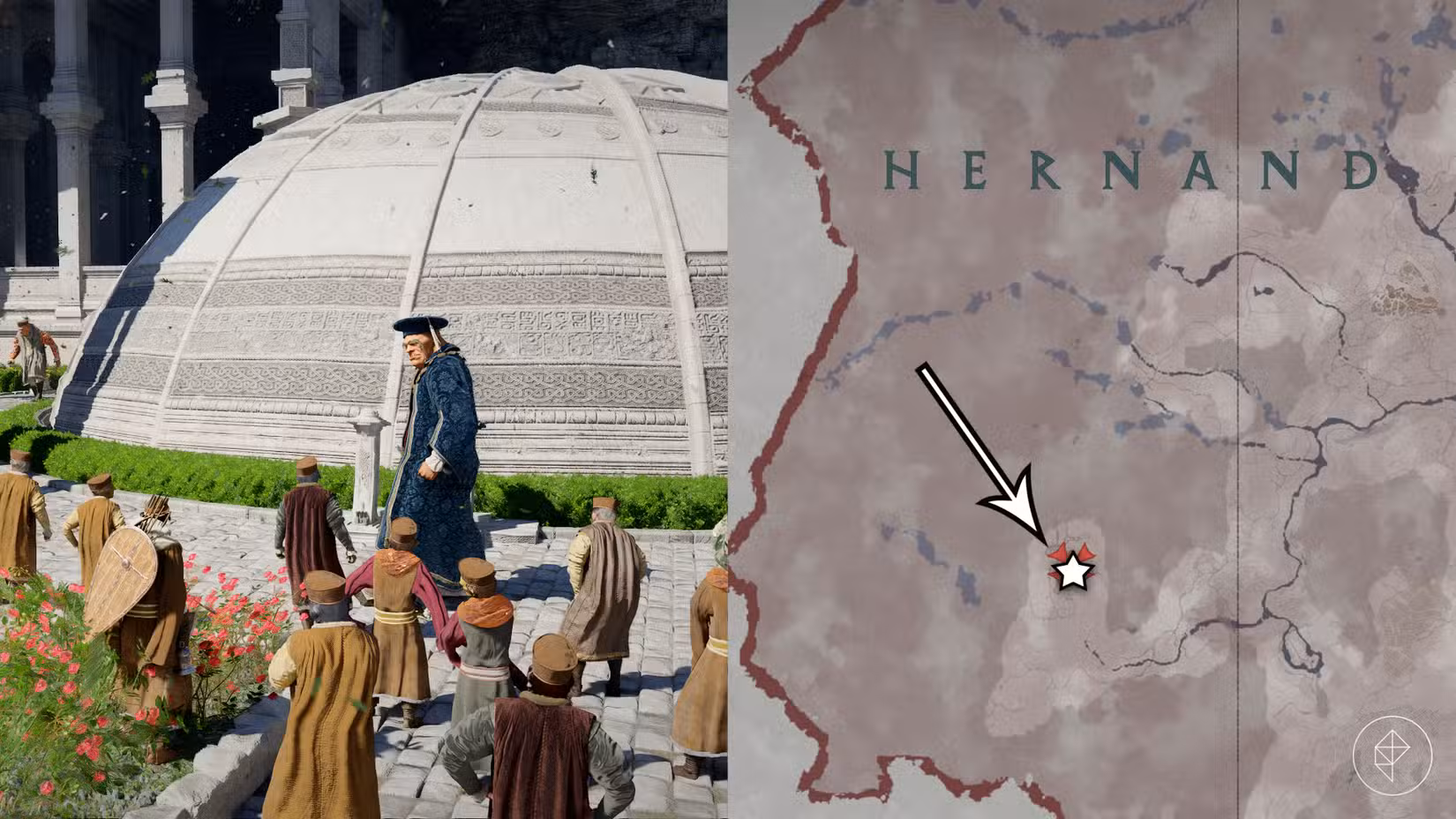 A localização do quebra-cabeça Scholastone no Deserto Carmesim.