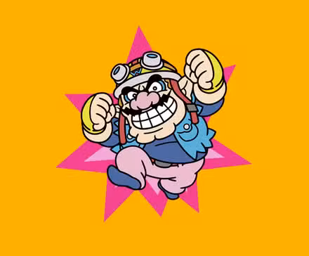 Wario pula com o punho no ar