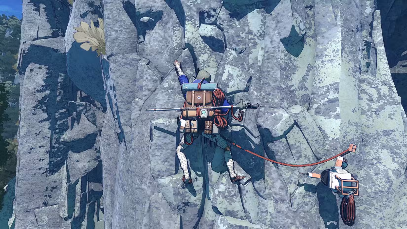 Aava escala uma rocha em Cairn